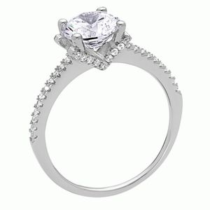 925 Silver Engagement Ring With Share Prong Shank